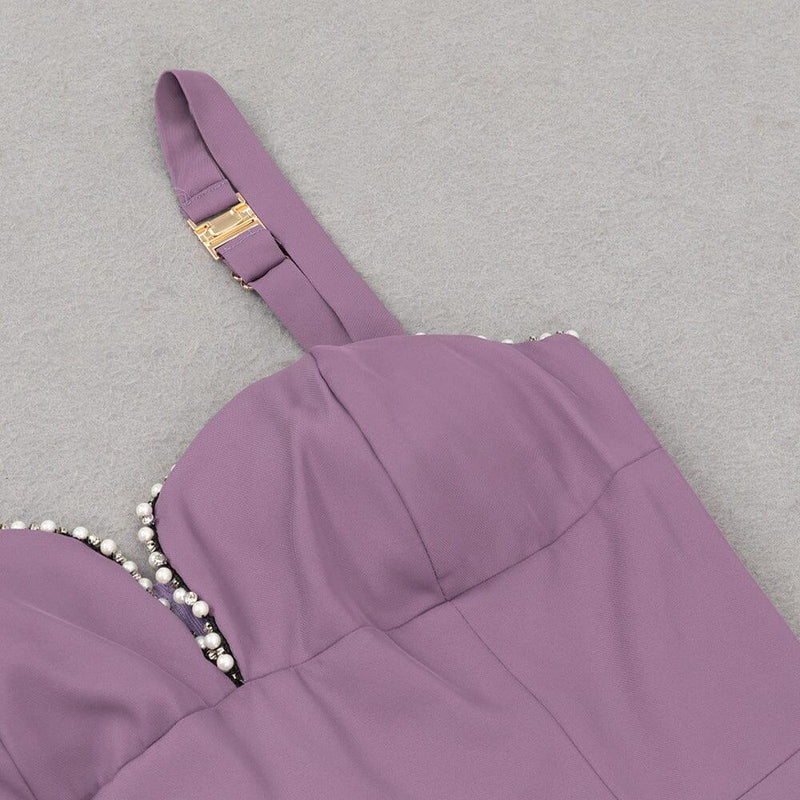 V NECK DIAMOND JUMPSUIT IN PURPLE