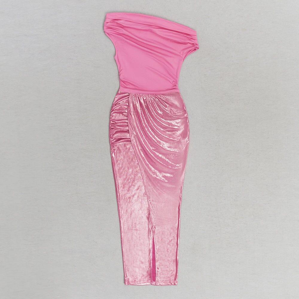 ABITO ROSA CON SPACCHI E RUCHES