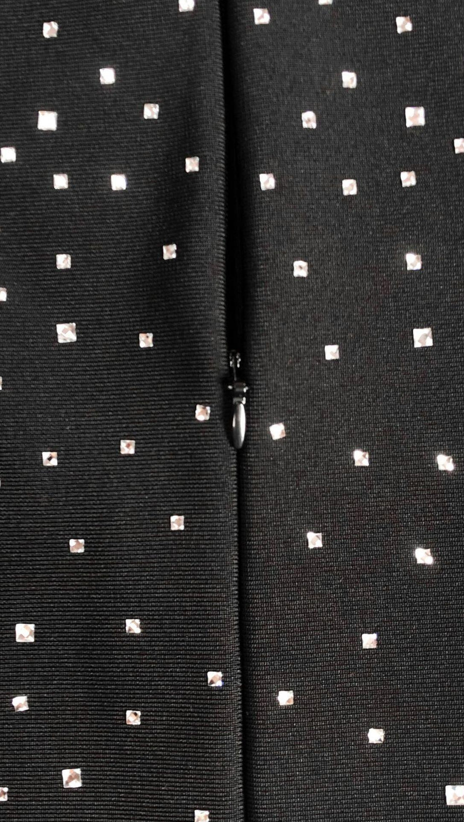 BLACK SQUARE AND RHINESTONE MESH MINI DRESS