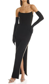 BLACK THIGH SPLIT GOWN