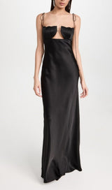 BLACK TULIP SATIN MAXI DRESS