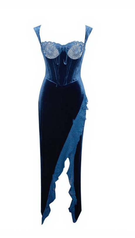 GUINE ASYMMETRIC VELVET DRESS