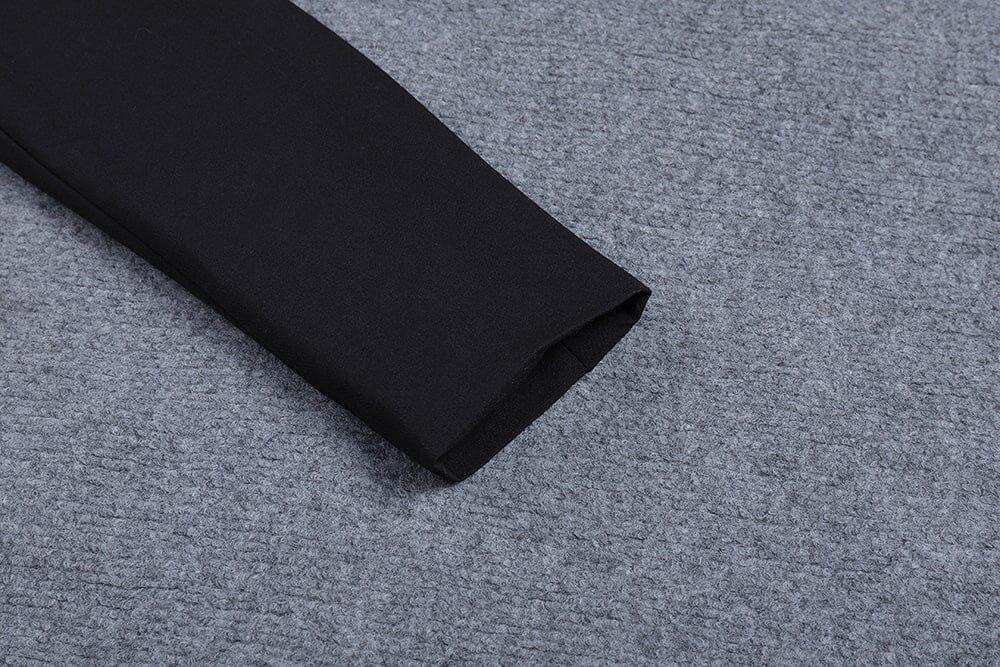 AIIZIE BLACK V-NECK LONG-SLEEVED TEMPERAMENT DRAPE SUIT SKIRT - product image