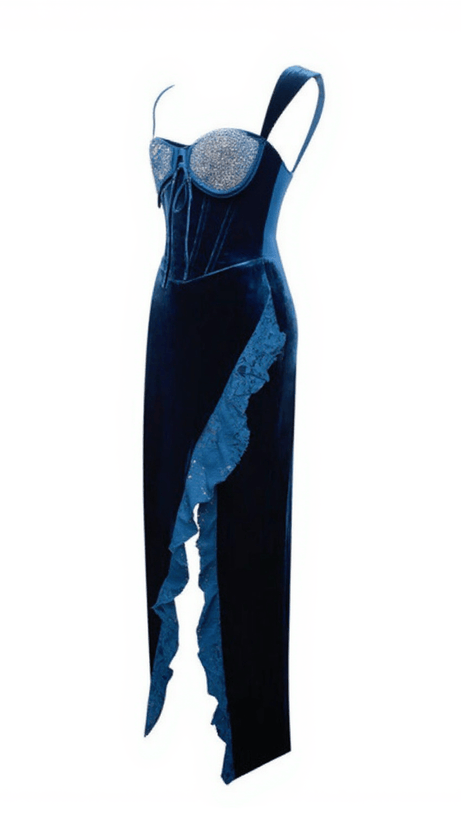 GUINE ASYMMETRIC VELVET DRESS