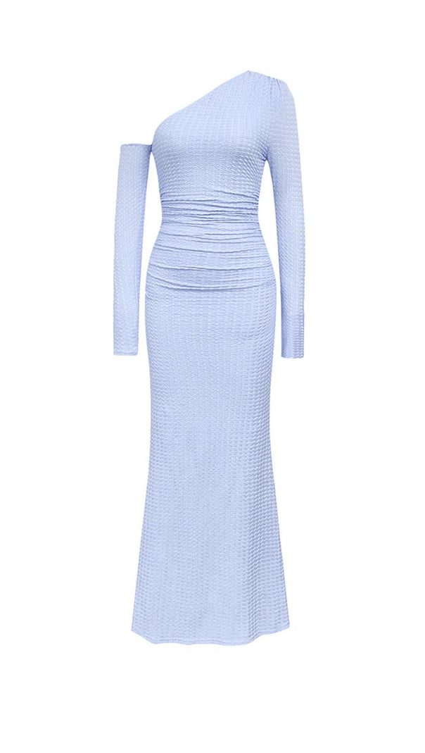 AIIZIE BLUE OFF-SHOULDER LONG-SLEEVED BODYCON MAXI DRESS - product image