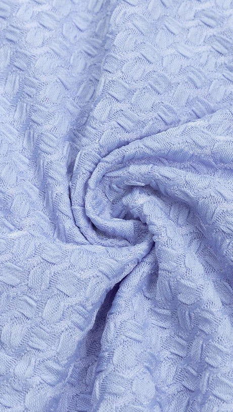 BLUE OFF-SHOULDER LONG-SLEEVED BODYCON MAXI DRESS