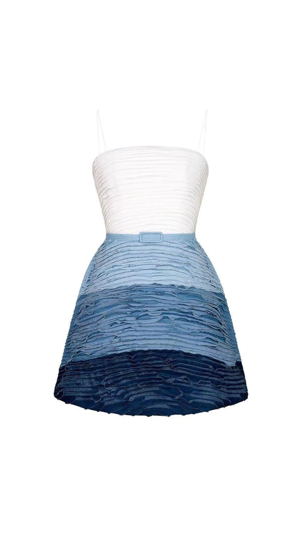 AIIZIE BLUE RIPPLE SUSPENDER MINI DRESS - product image