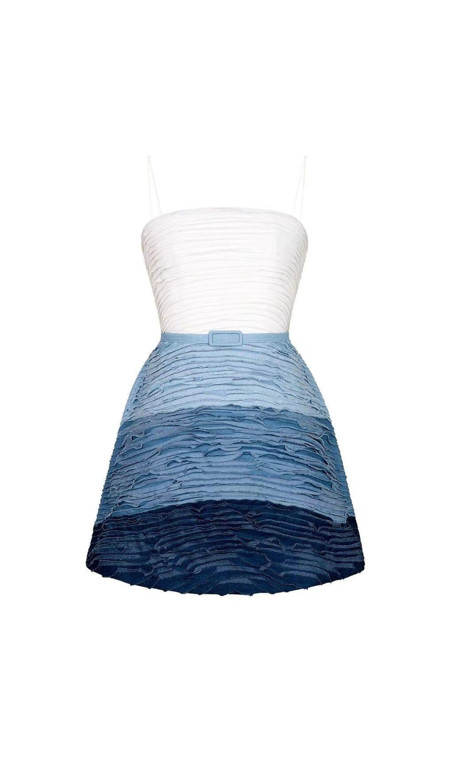 BLAUES MINIKLEID MIT RIPPENMUSTER