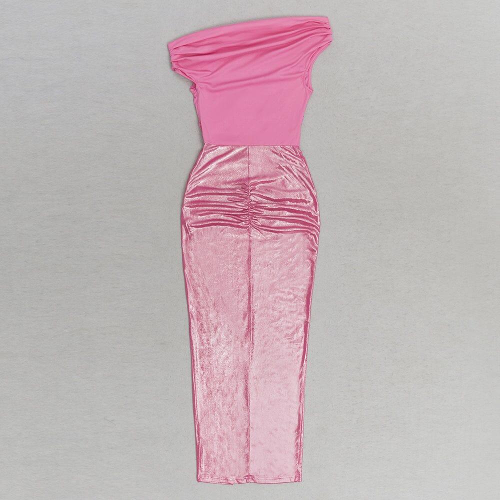 ABITO ROSA CON SPACCHI E RUCHES