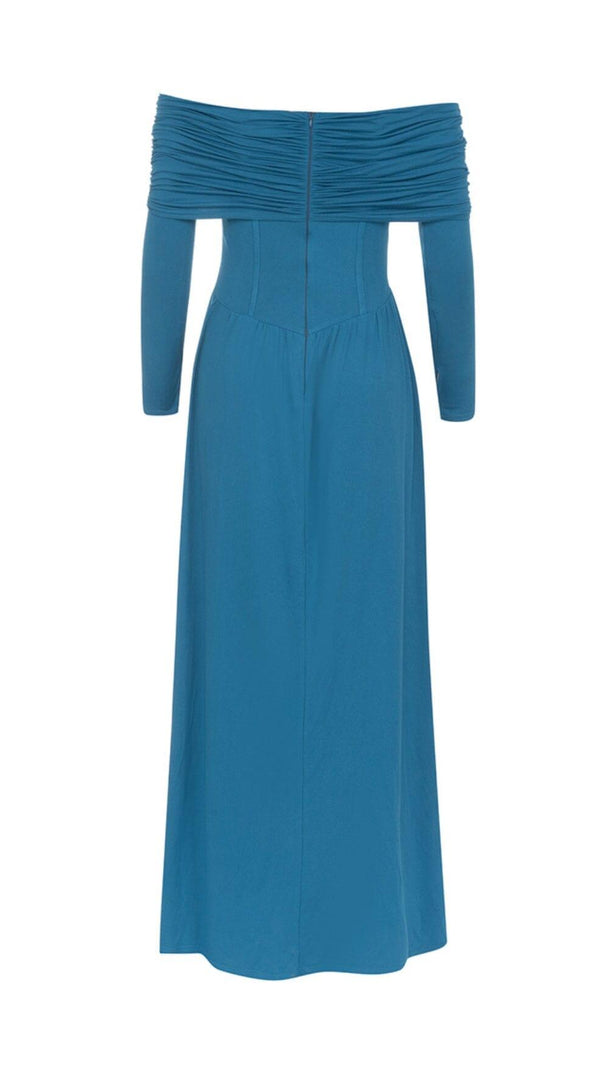 AIIZIE BLUE STRAPLESS LONG SLEEVE MAXI DRESS - product image