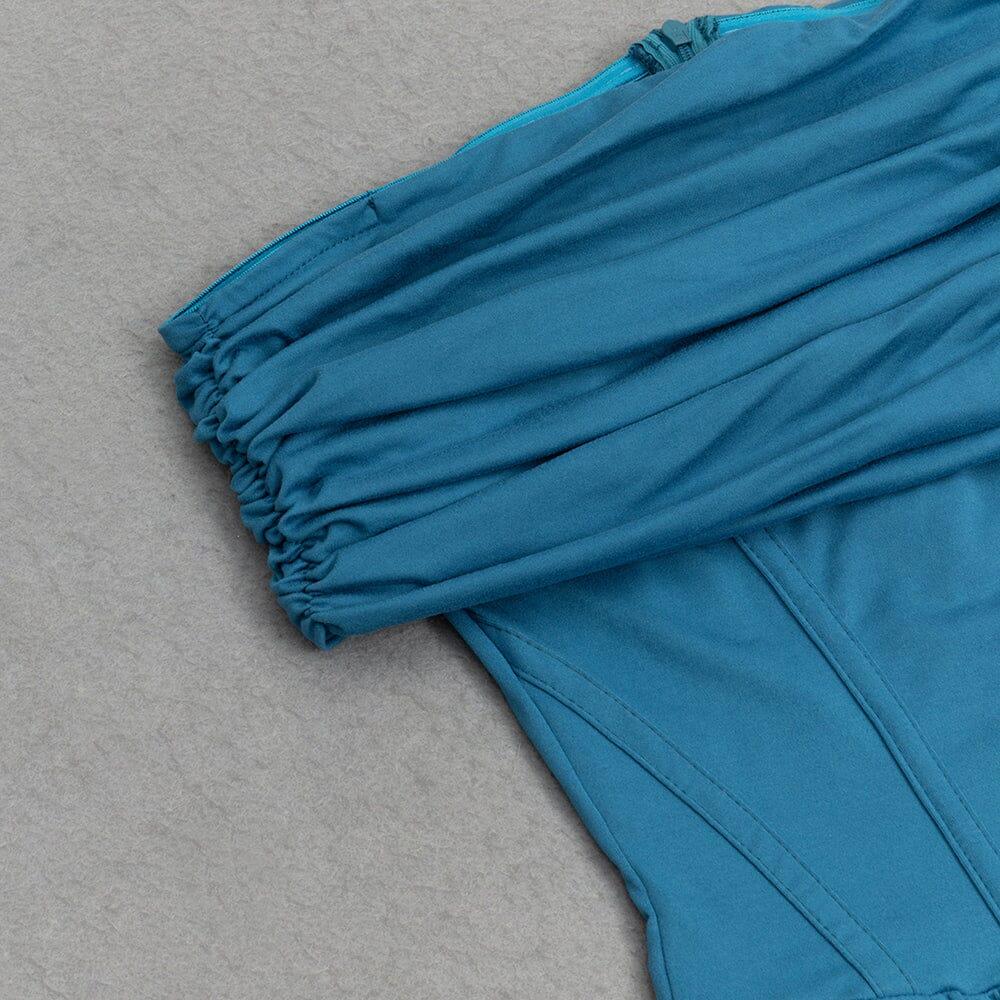 AIIZIE BLUE STRAPLESS LONG SLEEVE MAXI DRESS - product image