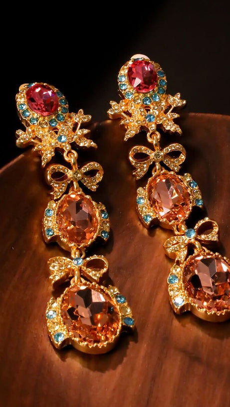 BOW RHINESTONE EARRINGS