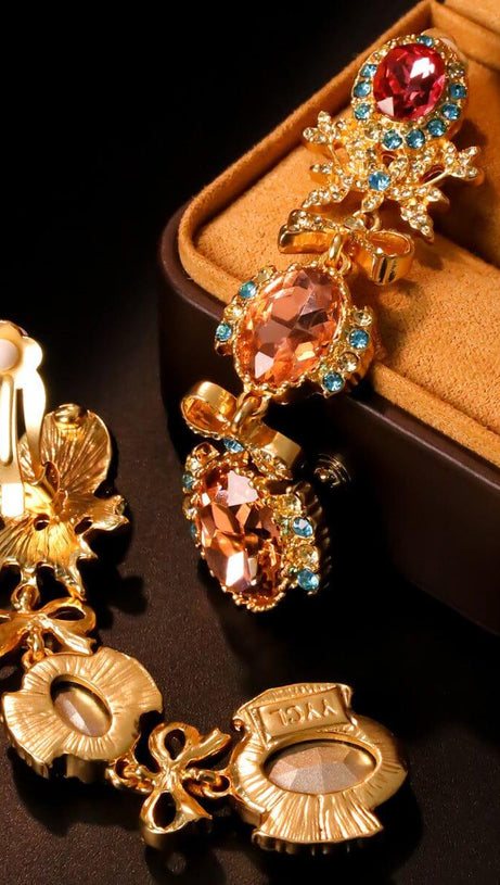 BOW RHINESTONE EARRINGS