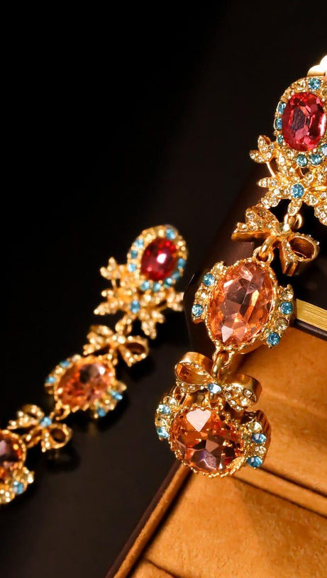 BOW RHINESTONE EARRINGS