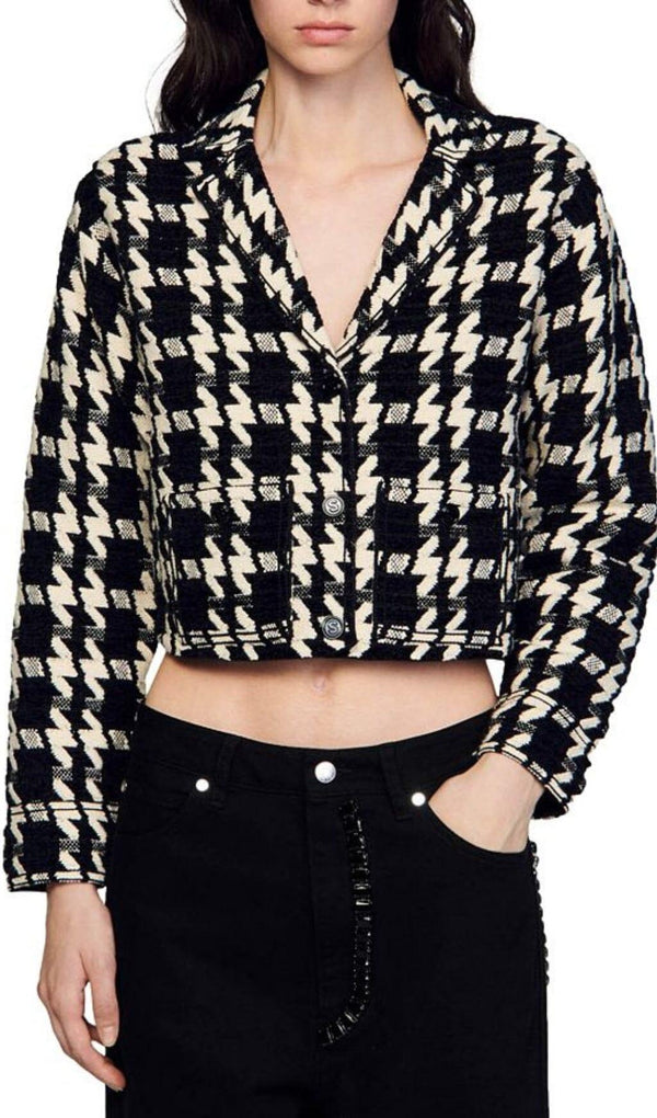 BREE JACQUARD HOUNDSTOOTH SHORT COAT