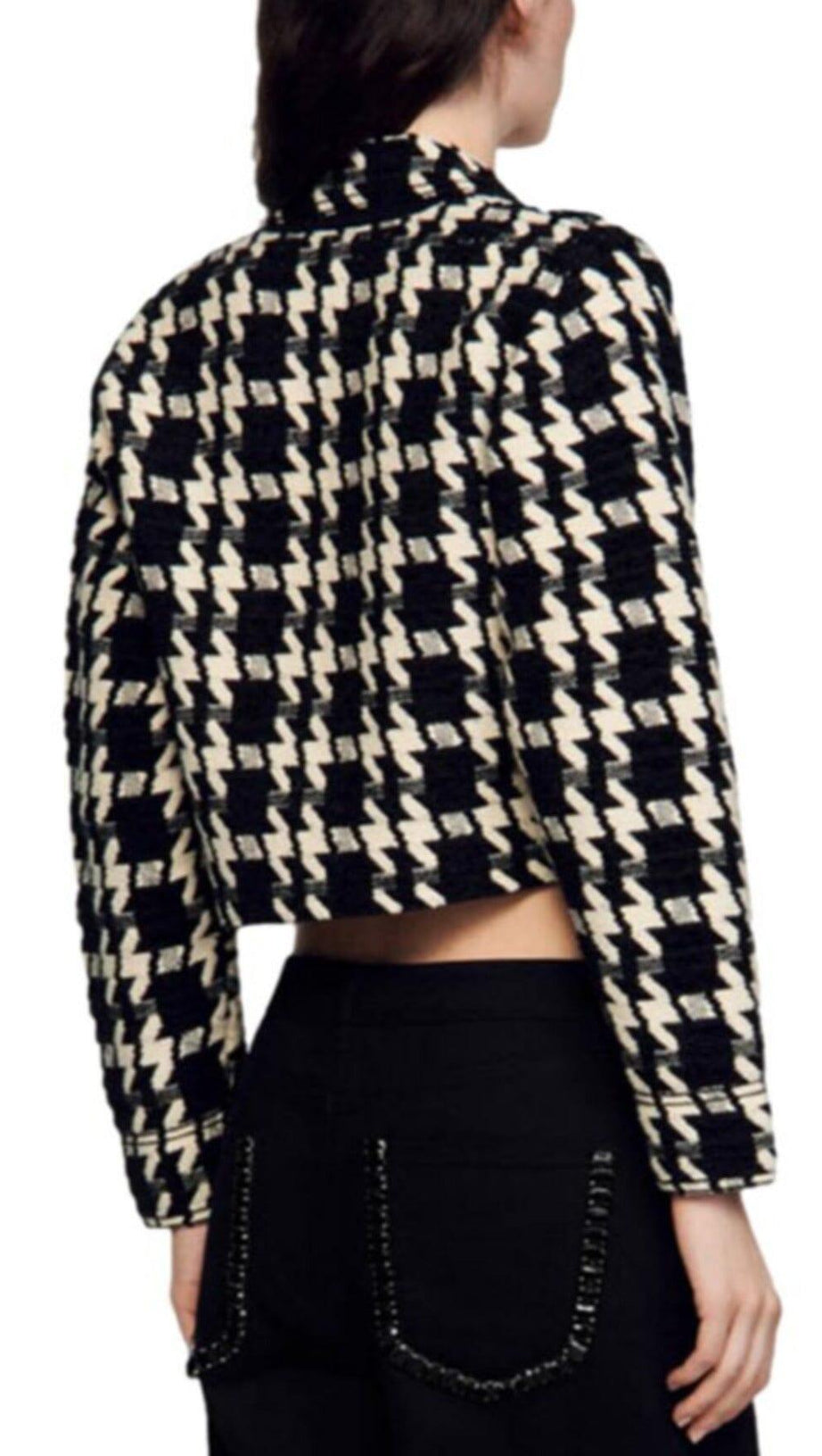BREE JACQUARD HOUNDSTOOTH SHORT COAT