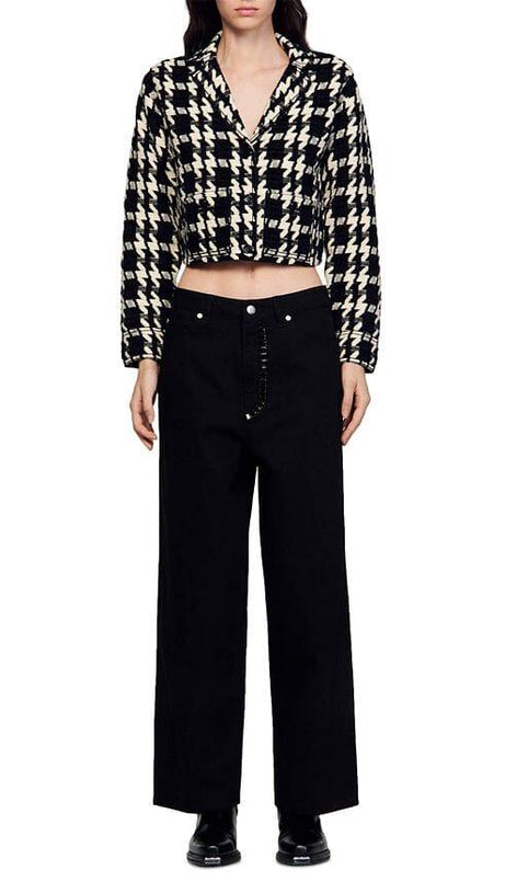 BREE JACQUARD HOUNDSTOOTH SHORT COAT