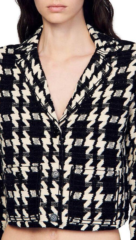 BREE JACQUARD HOUNDSTOOTH SHORT COAT