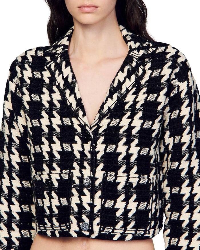 BREE JACQUARD HOUNDSTOOTH SHORT COAT