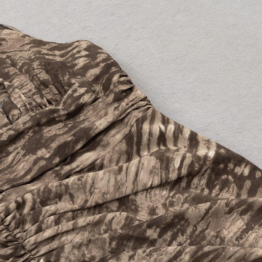 ABITO LUNGO CON STAMPA HALTER MARRONE