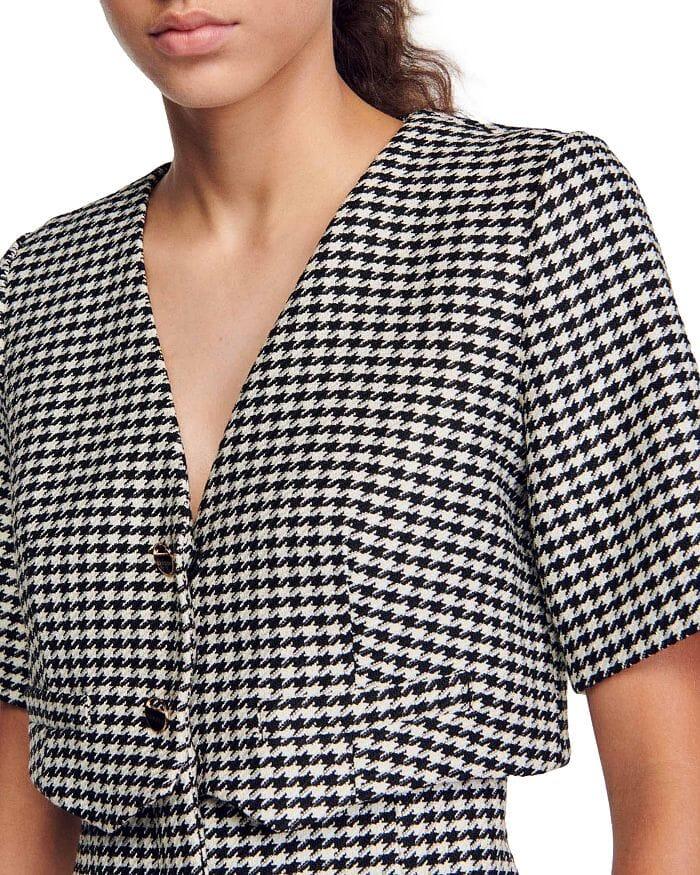 AIIZIE CHARLOTTE LAYERED HOUNDSTOOTH TWEED DRESS - product image