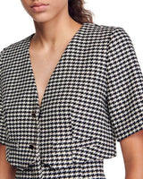 CHARLOTTE LAYERED HOUNDSTOOTH TWEED DRESS