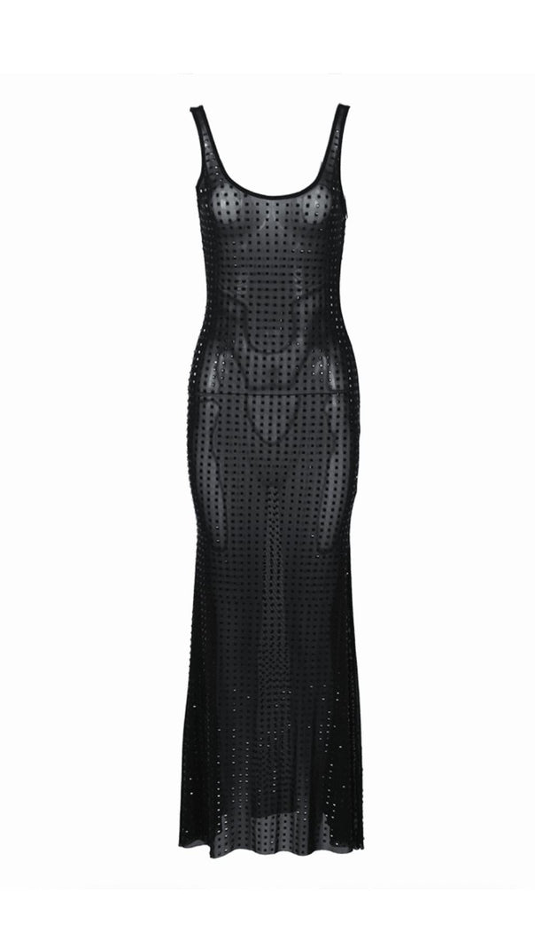 AIIZIE CHESSIE BLACK SEQUIN MAXI DRESS - product image