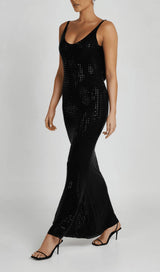 CHESSIE BLACK SEQUIN MAXI DRESS