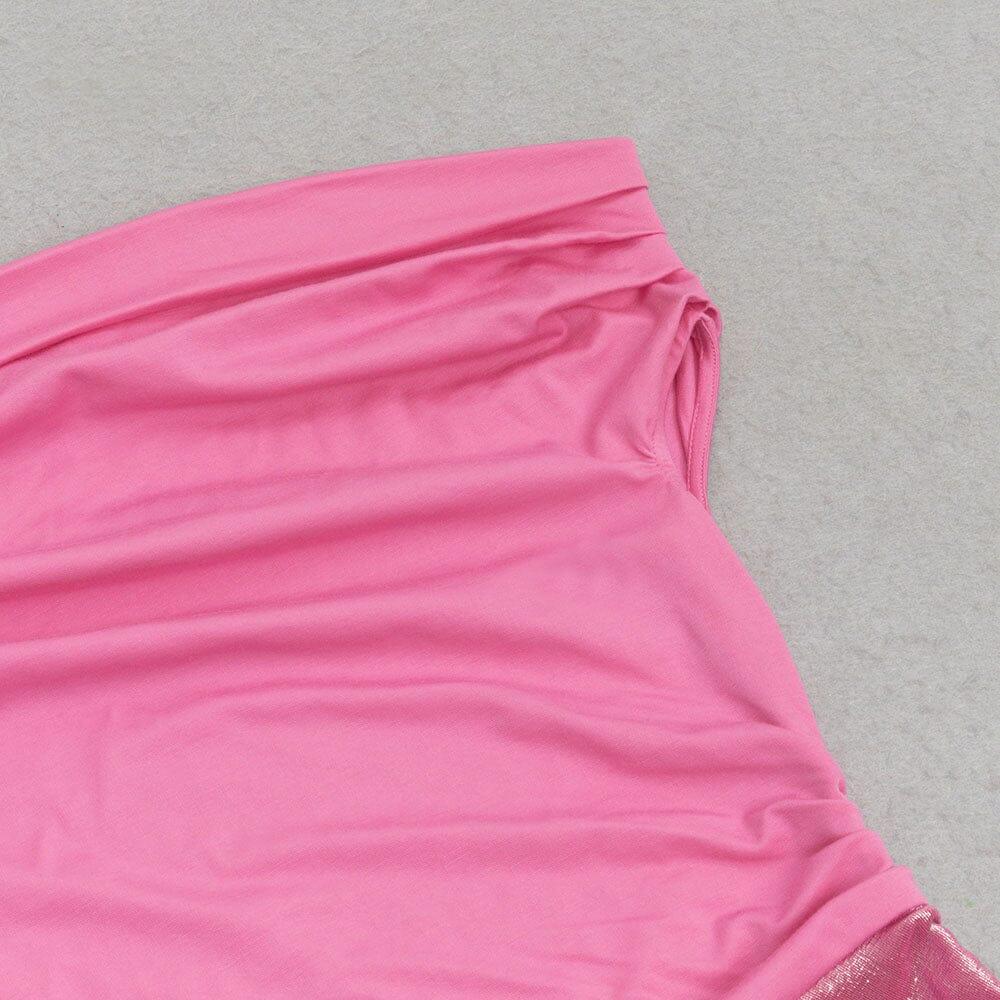 ABITO ROSA CON SPACCHI E RUCHES