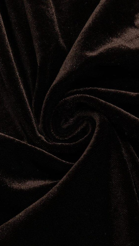 CHESTNUT ONE-SHOULDER BACKLESS BODYCON VELVET PLEATED MAXI DRESS