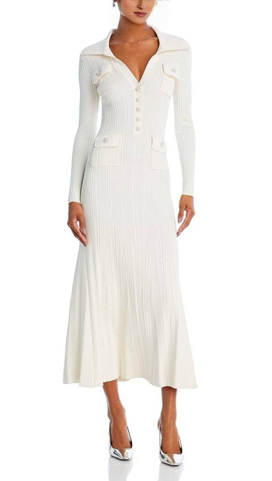 COLLARED KNIT MIDI DRESS