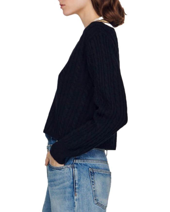 AIIZIE CONTRAST STRIPE CABLE KNIT SWEATER - product image