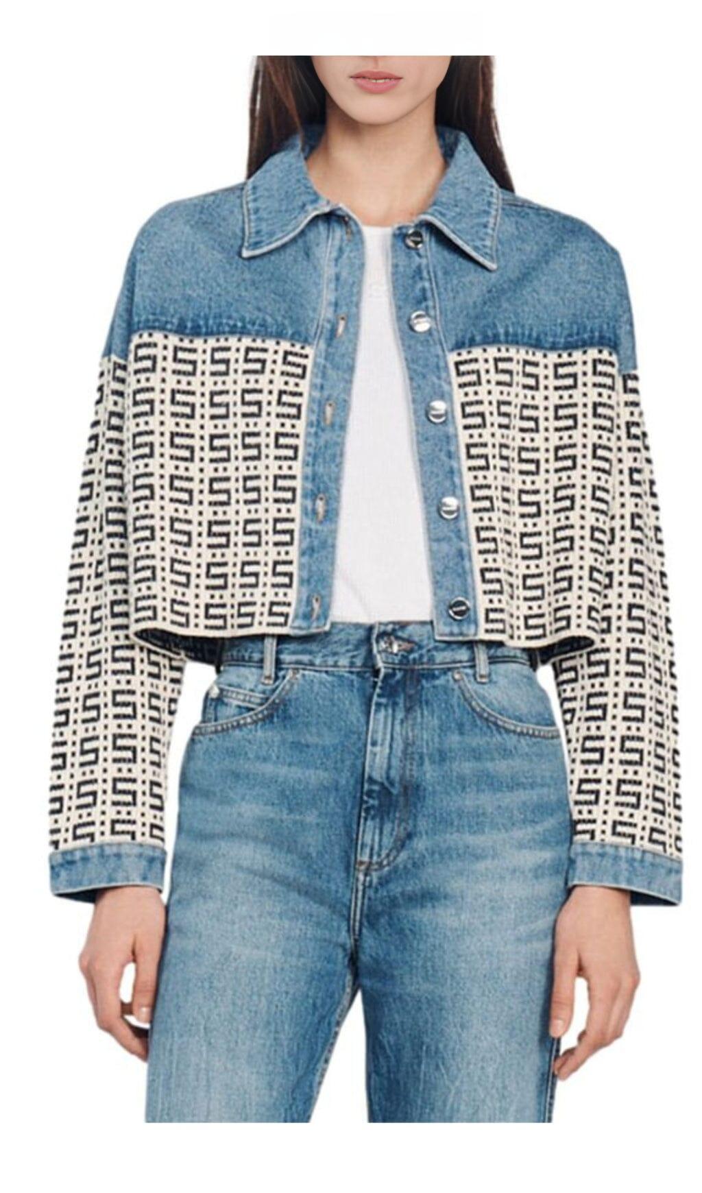 GIACCA CORTA IN DENIM JACQUARD CON LOGO CORDOUE 