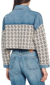 CORDOUE LOGO JACQUARD DENIM CROPPED JACKET