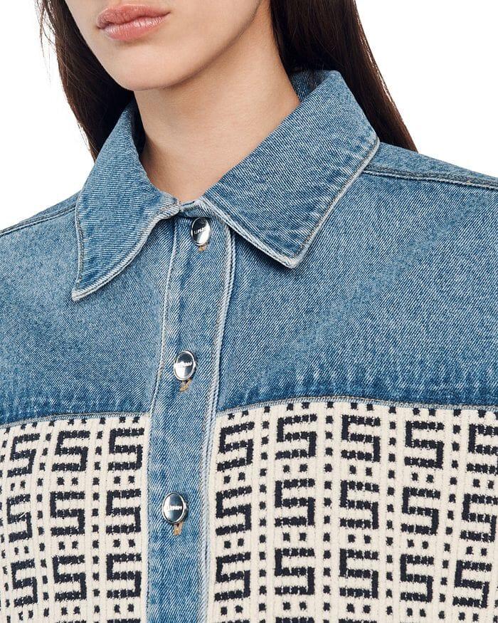 CORDOUE LOGO JACQUARD DENIM CROPPED JACKET