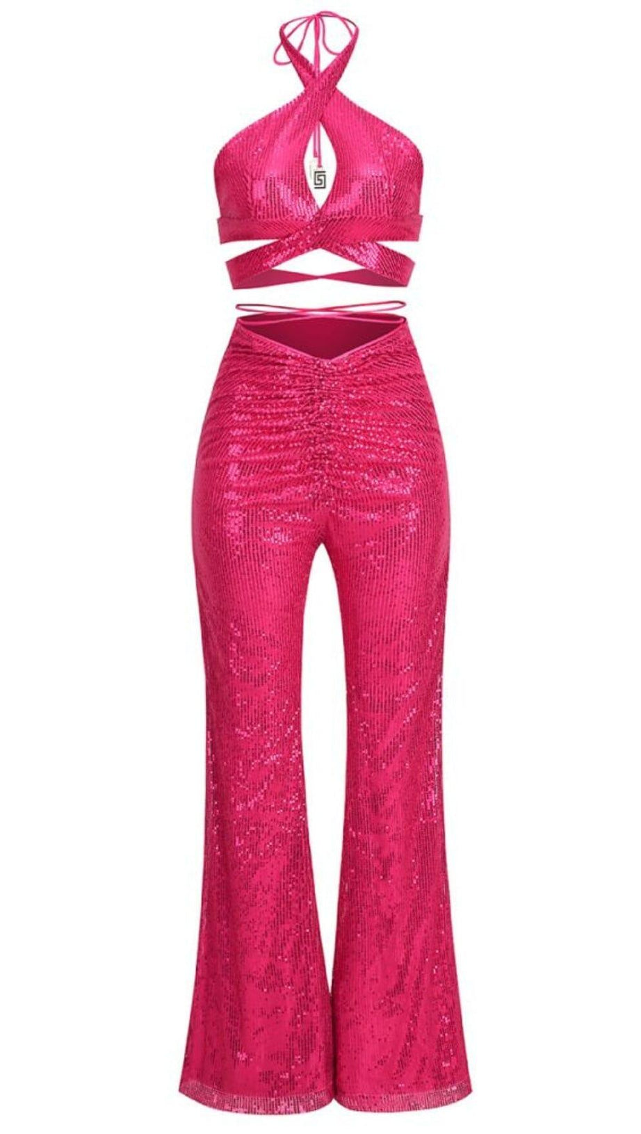 SEQUIN HOLLOW OUT SUIT IN PINK