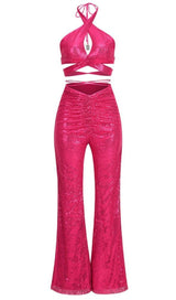 SEQUIN HOLLOW OUT SUIT IN PINK