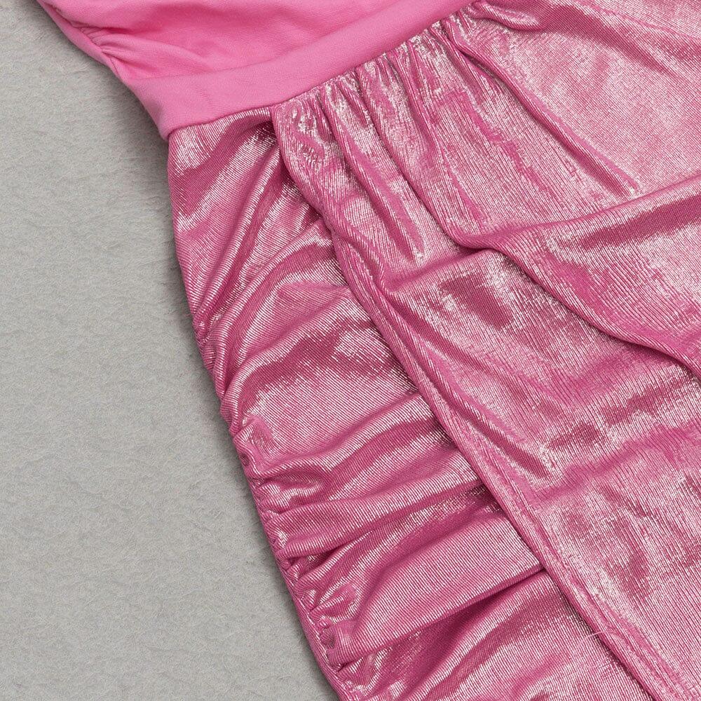 ABITO ROSA CON SPACCHI E RUCHES