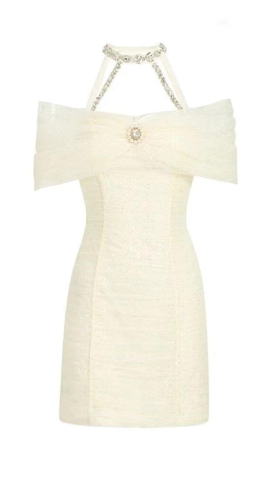 CRYSTAL SEQUIN STRAPLESS MINI DRESS