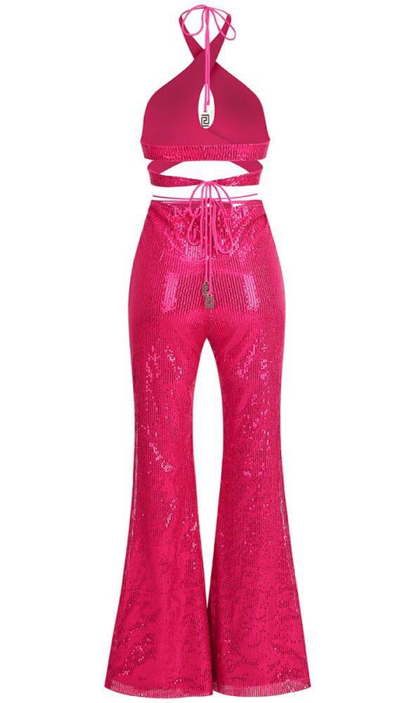 AIIZIE SEQUIN HOLLOW OUT SUIT IN PINK - product image