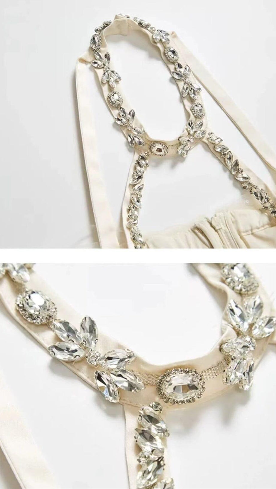 CRYSTAL SEQUIN STRAPLESS MINI DRESS