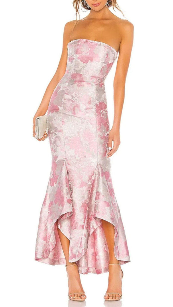 AIIZIE FLORAL STRAPLESS MAXI DRESS IN PINK - product image