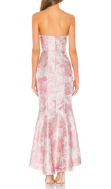 FLORAL STRAPLESS MAXI DRESS IN PINK