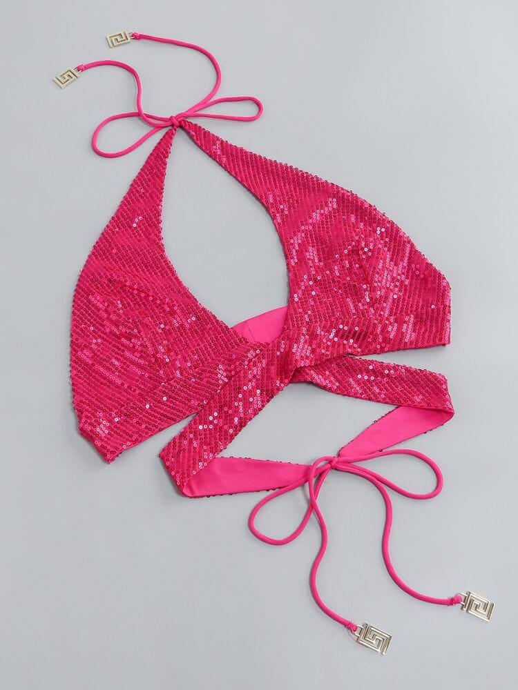 AIIZIE SEQUIN HOLLOW OUT SUIT IN PINK - product image