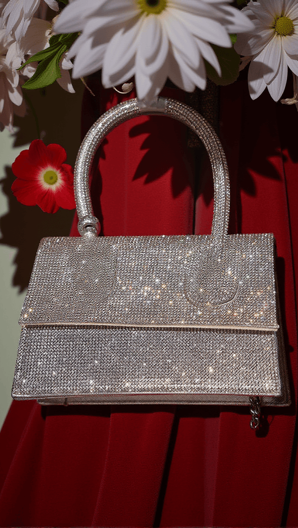 AIIZIE CALEO CRYSTAL CLUTCH IN SILVER - product image