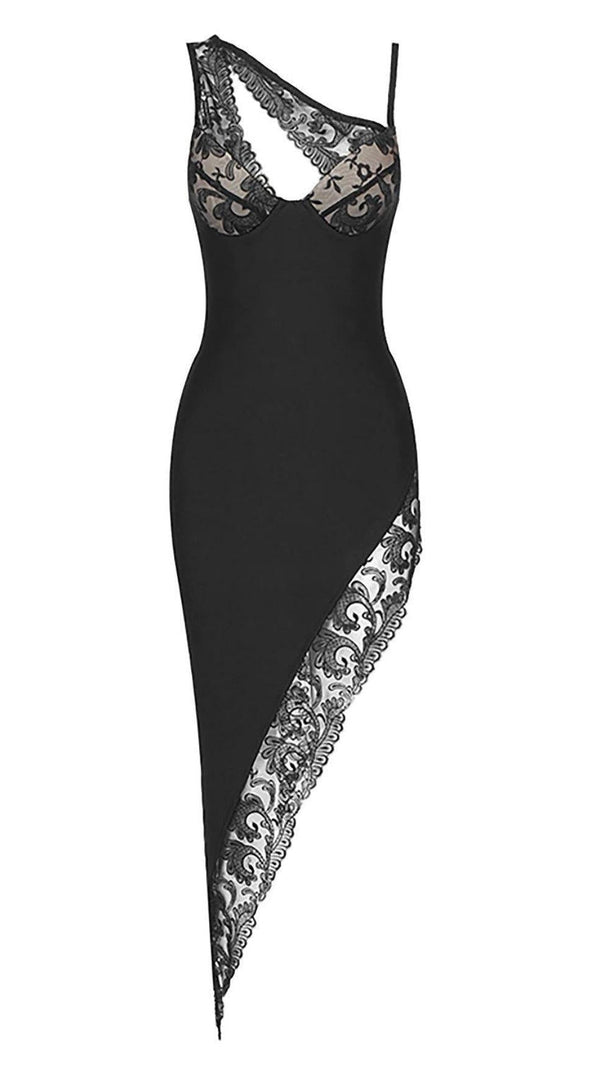 AIIZIE ONE SHOULDER BANDAGE DRESS IN BLACK - product image