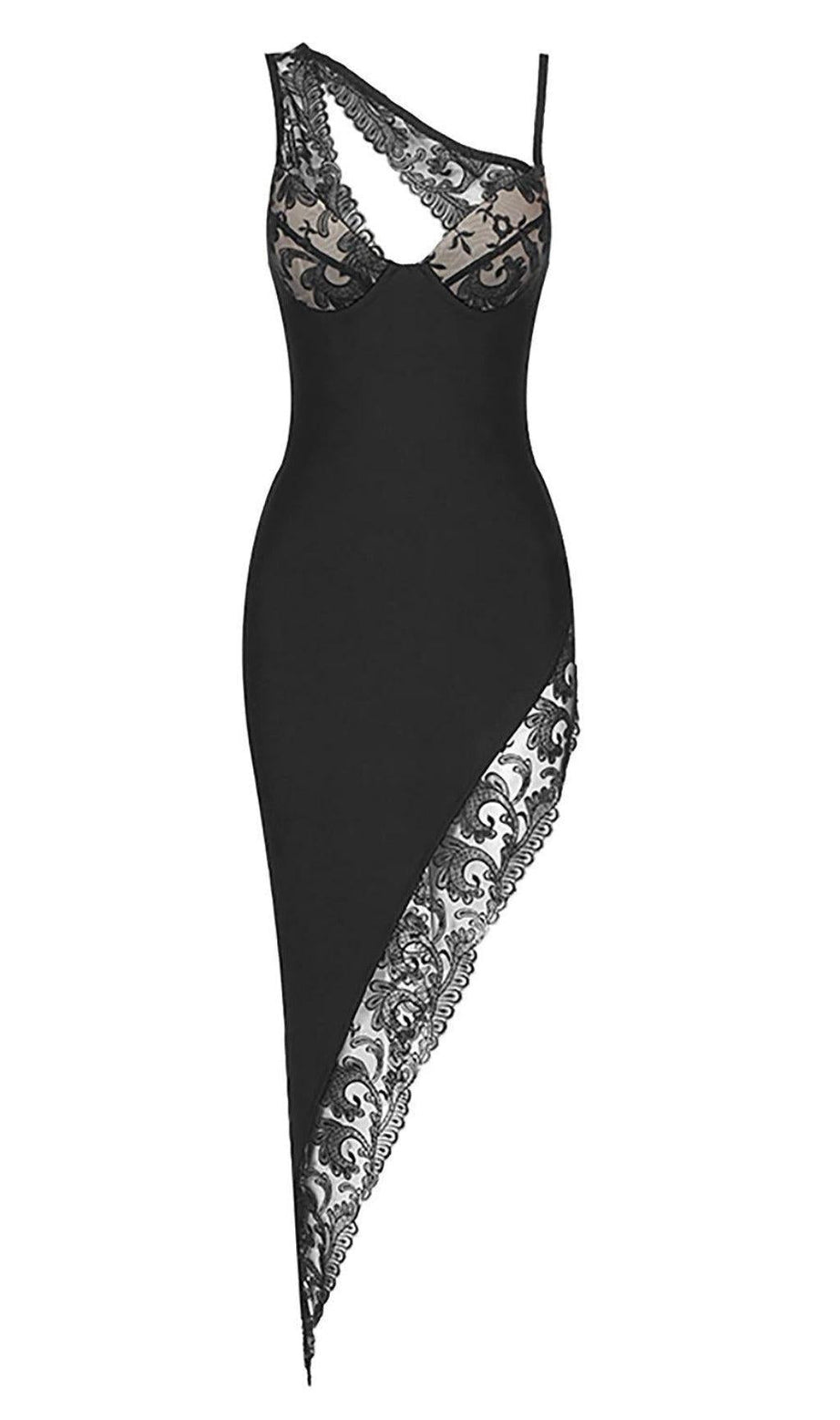 ONE-SHOULDER-BANDAGE-KLEID IN SCHWARZ