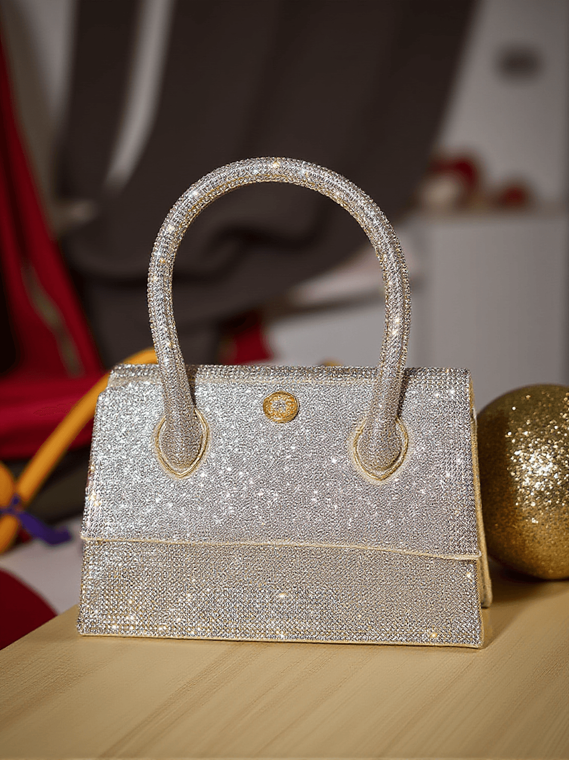 CALEO CRYSTAL CLUTCH IN SILVER