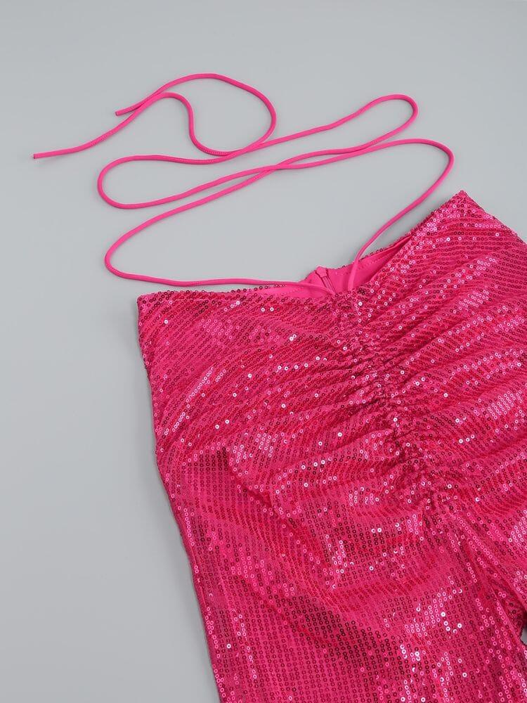 AIIZIE SEQUIN HOLLOW OUT SUIT IN PINK - product image