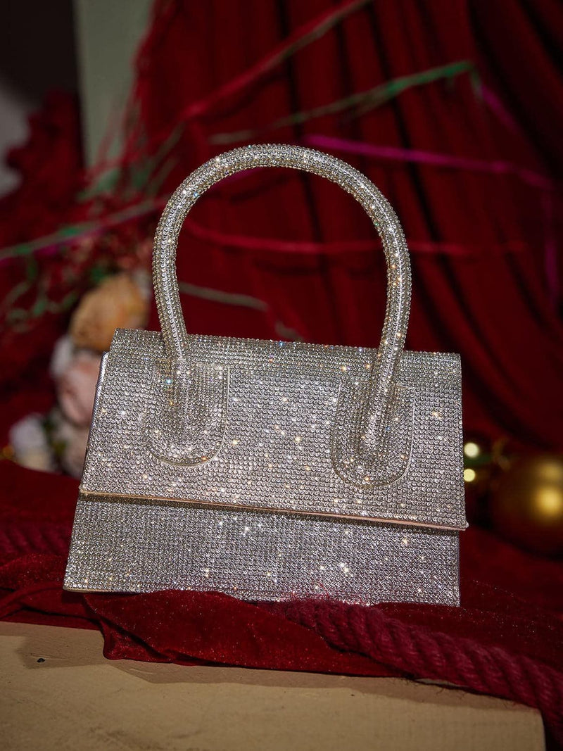 Caleo Crystal Clutch In Silver